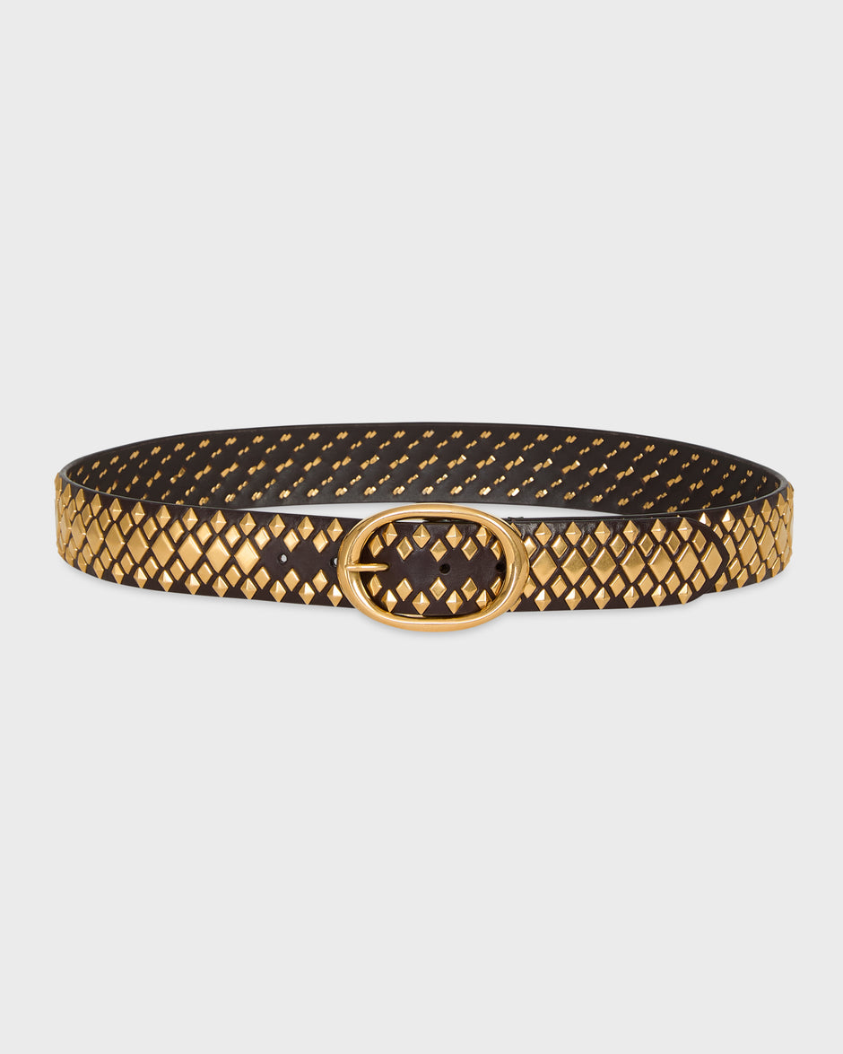 TWP Dakota / gold Snake in My Garden Wide Belt in Vachetta Leather view 1