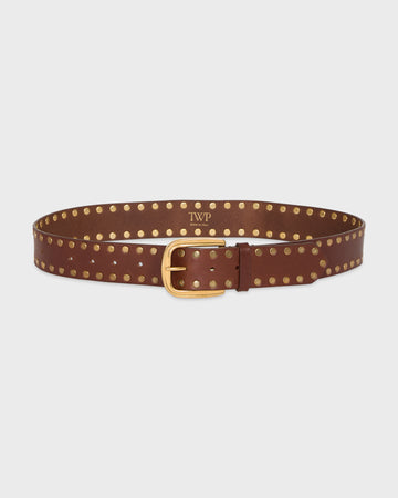 TWP Dark luggage Studded Belt in Vachetta Leather view 1