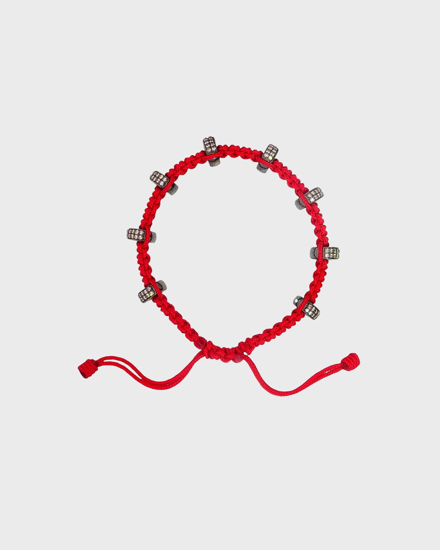 TWP Red Red Thread Bracelet x Double Silver Big Size Half Roundel view 1