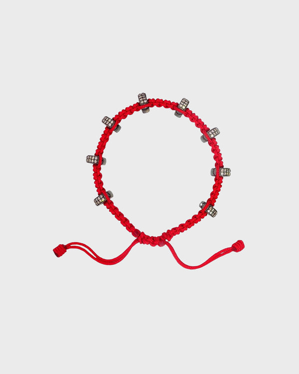 TWP Red Red Thread Bracelet x Double Silver Big Size Half Roundel view 1