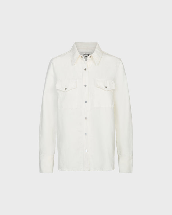TWP White Ranchers Daughter Shirt in Natural Denim view 6