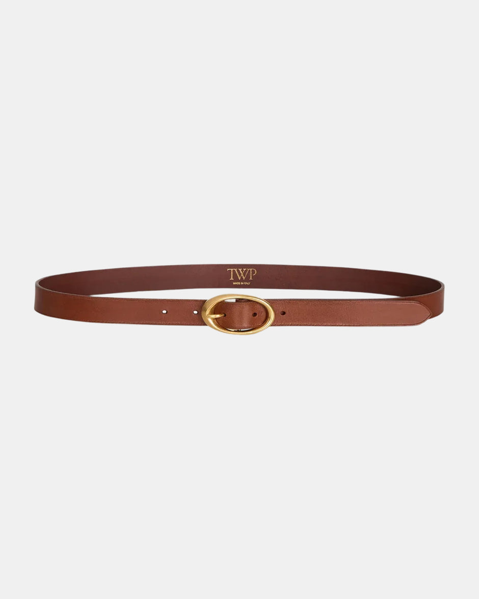 TWP Cognac Narrow Belt in Leather view 1