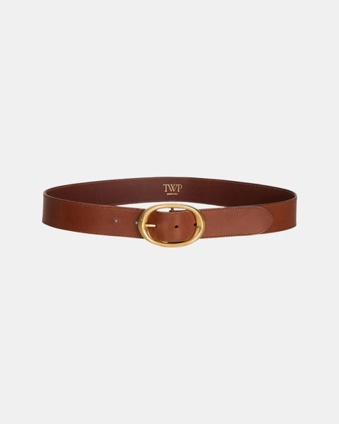 Cognac Wide Belt in Leather | TWP