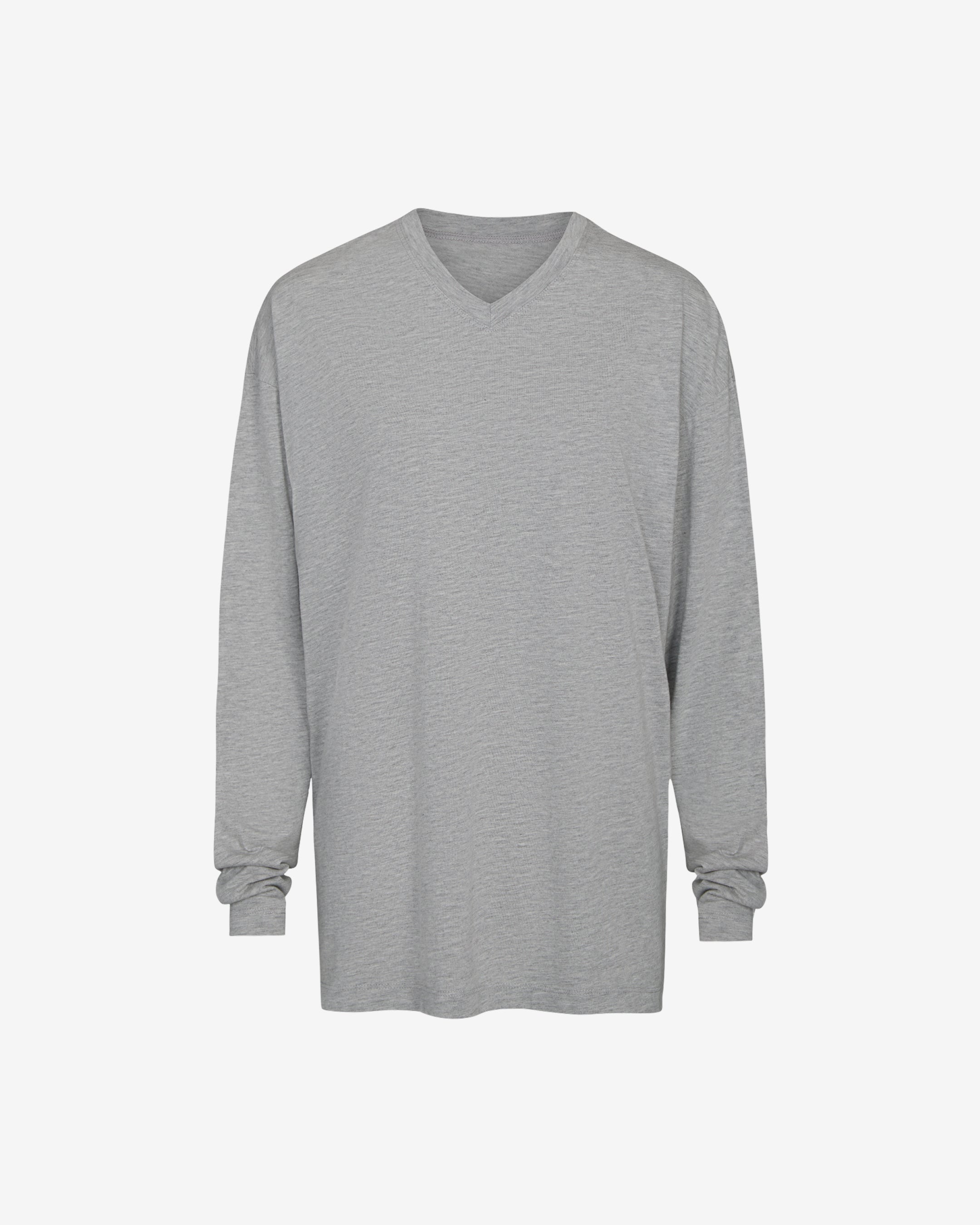 Light heather grey LS High V Shirt in Supima Cotton | TWP