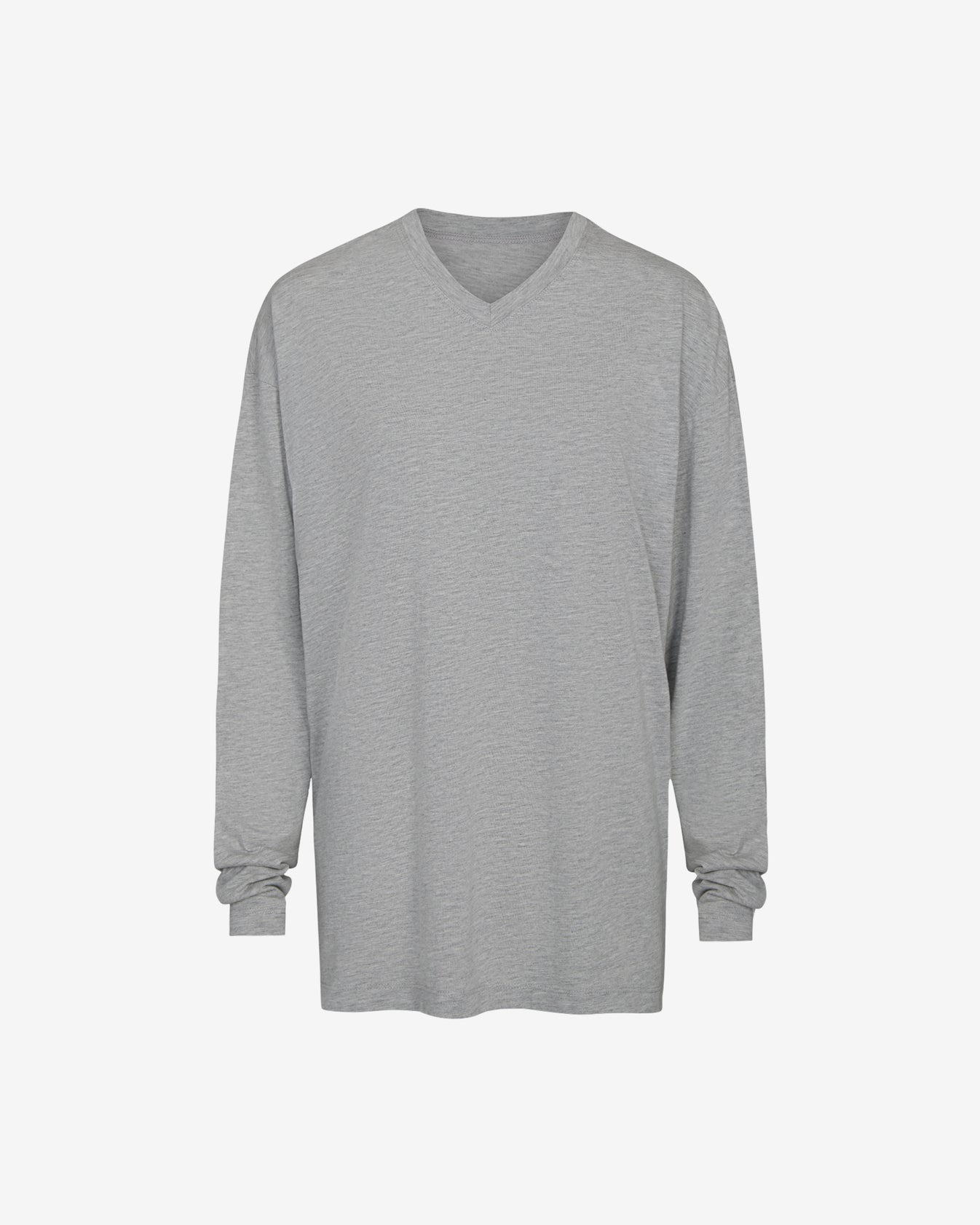 TWP Light heather grey LS High V Shirt in Supima Cotton view 6