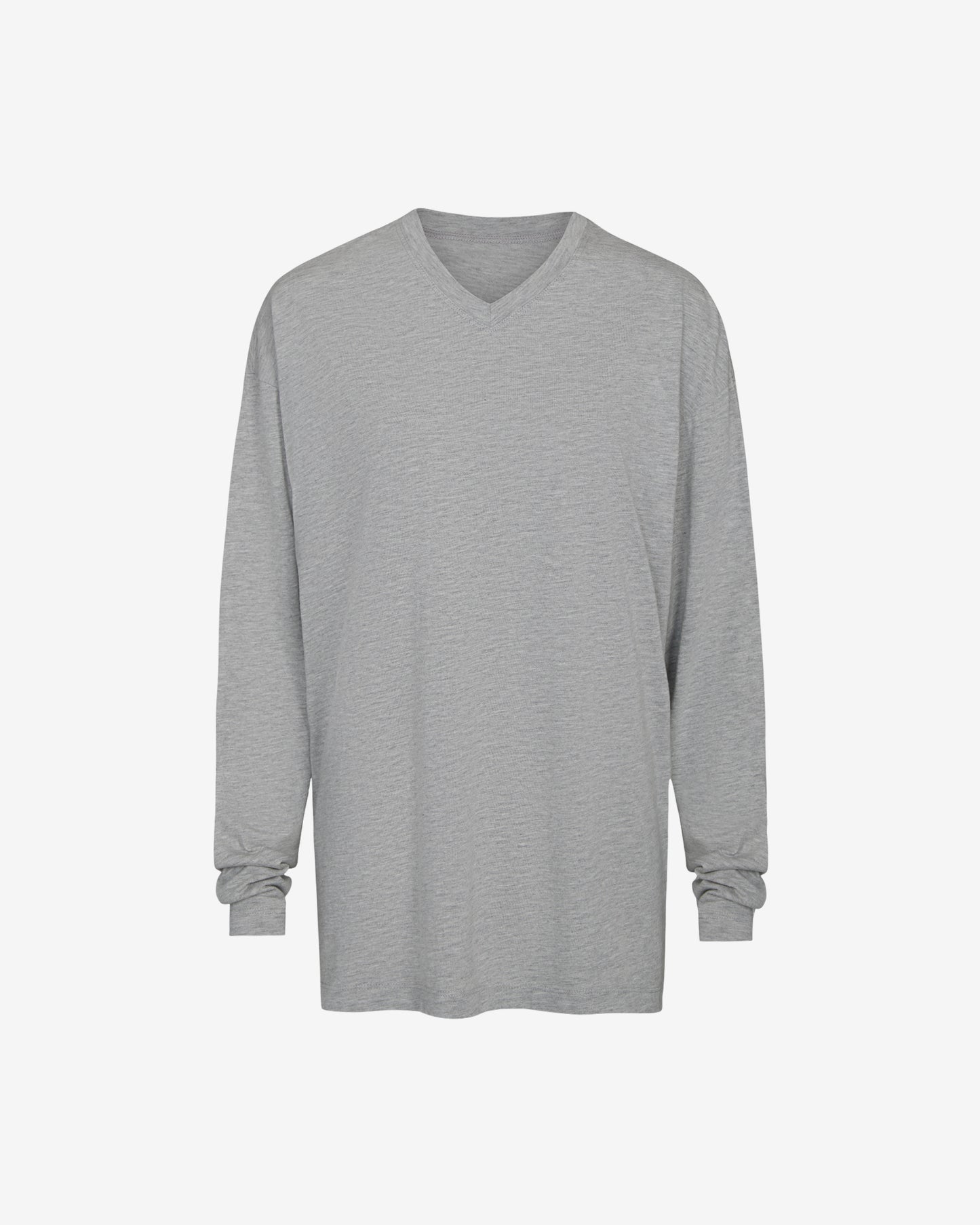 TWP Light heather grey LS High V Shirt in Supima Cotton view 1