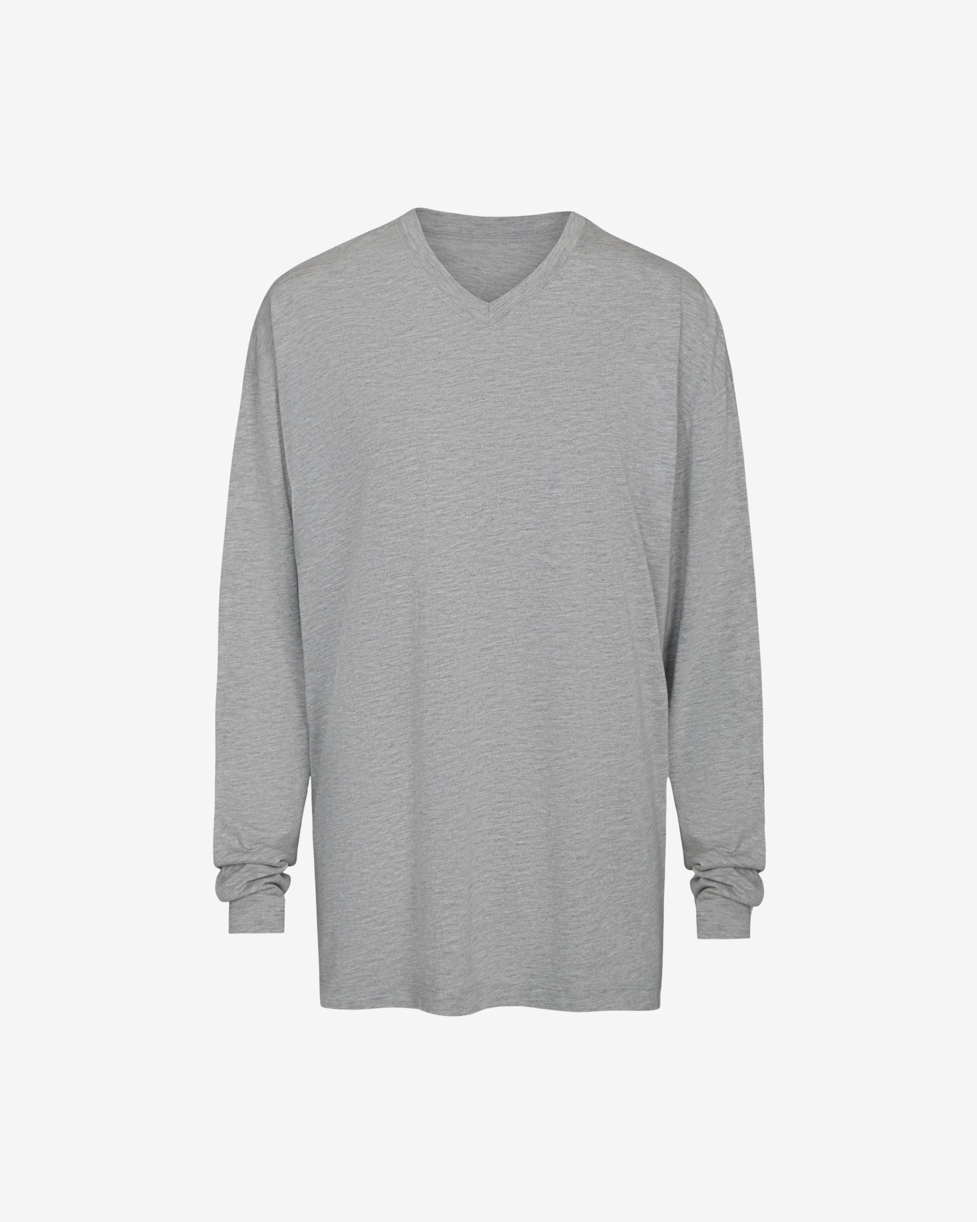TWP Light heather grey LS High V Shirt in Supima Cotton view 6