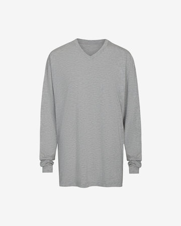 TWP Light heather grey LS High V Shirt in Supima Cotton view 1