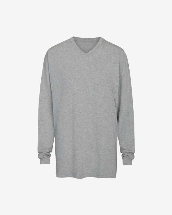 TWP Light heather grey LS High V Shirt in Supima Cotton view 6