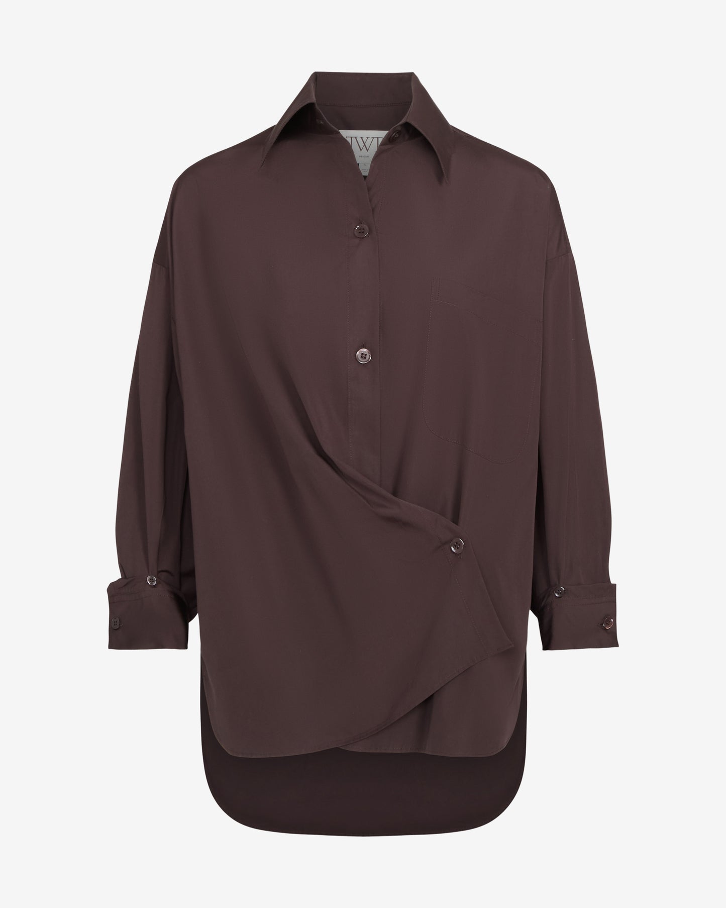 TWP Chocolate New Earl Shirt in Super Compact Poplin view 1