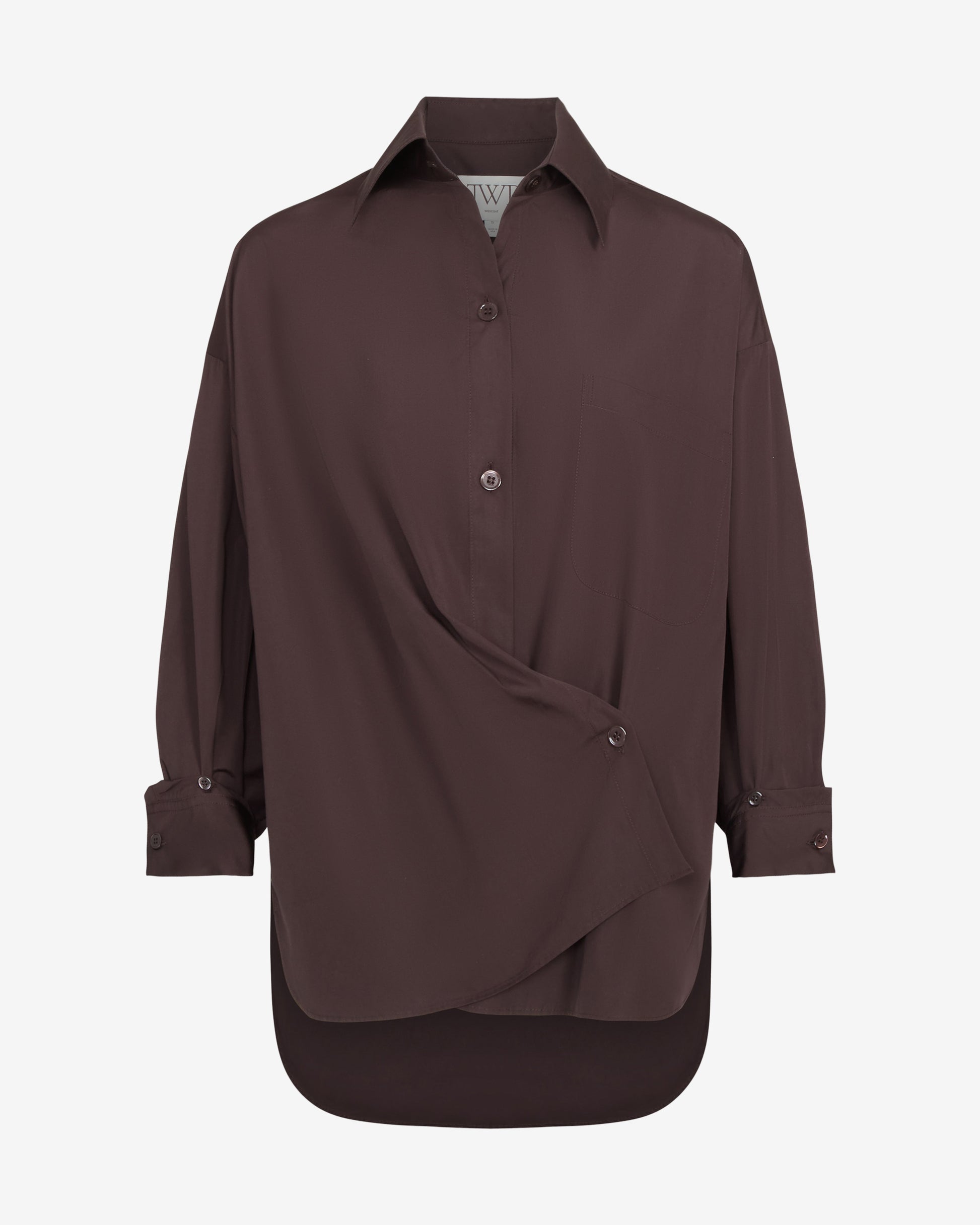 TWP Chocolate New Earl Shirt in Super Compact Poplin view 7