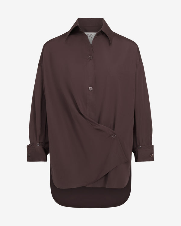 TWP Chocolate New Earl Shirt in Super Compact Poplin view 7