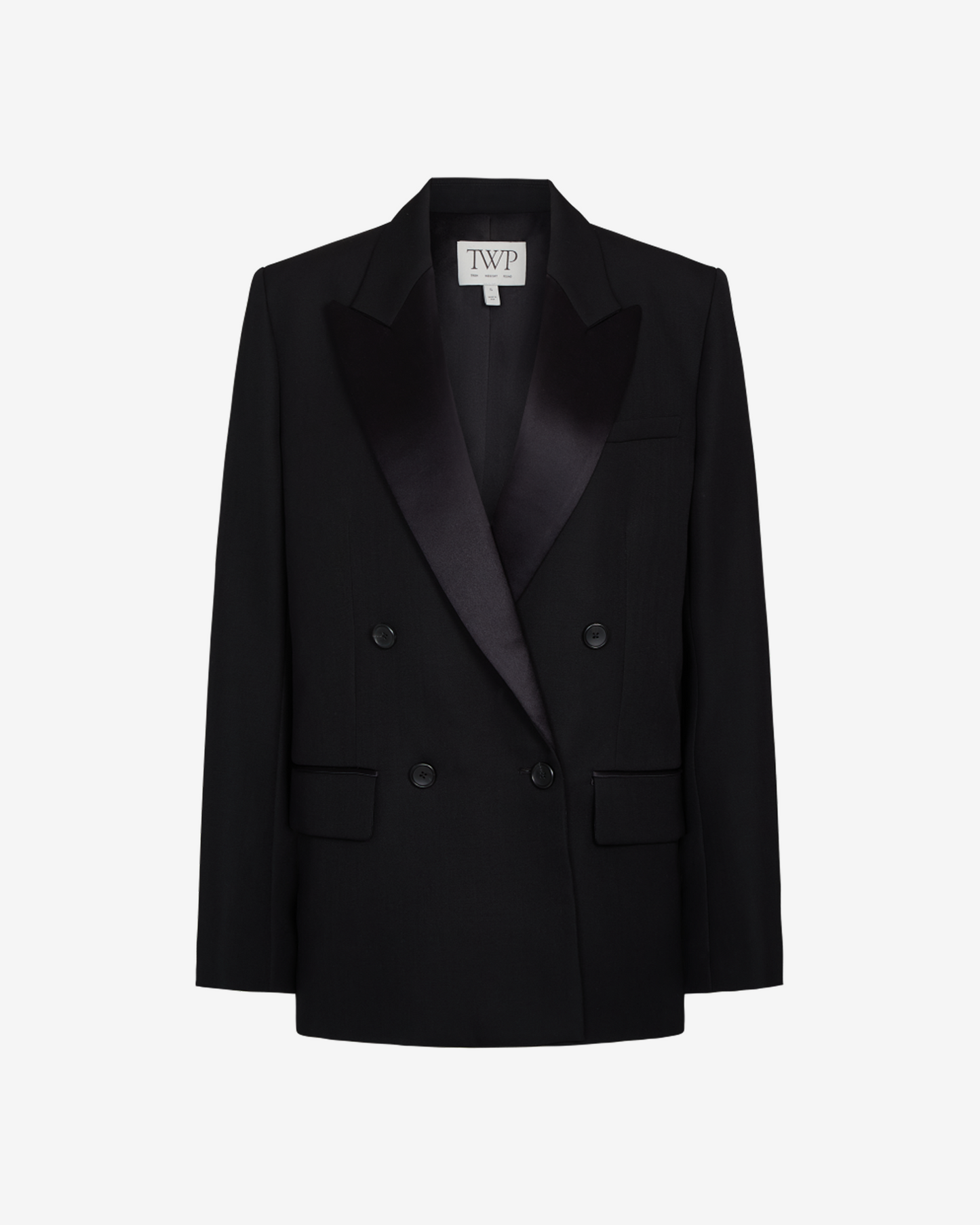 TWP Black Harper Blazer in Compact Tux Suiting view 1