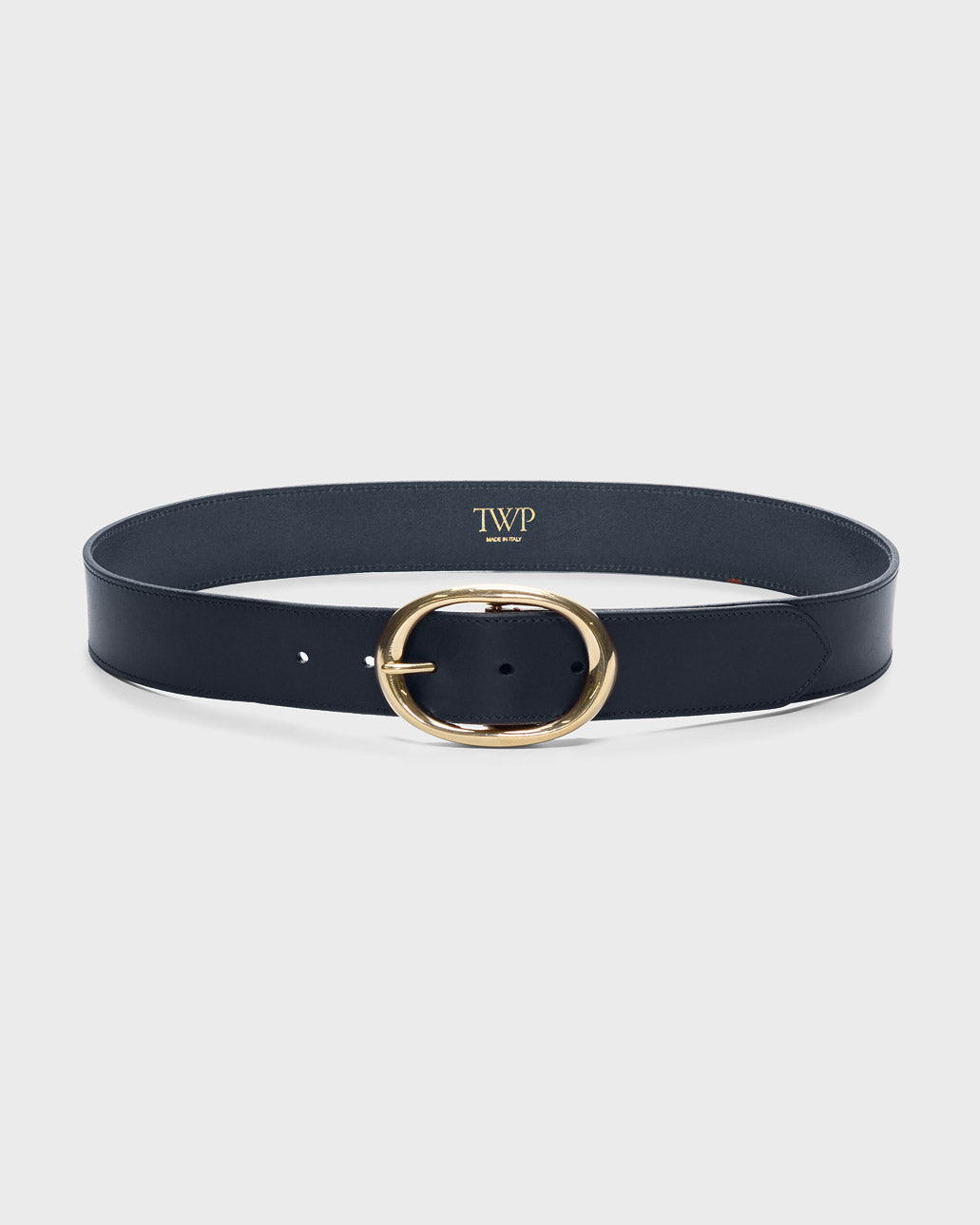 TWP Midnight / antique light gold Wide Belt in Vachetta Leather view 1