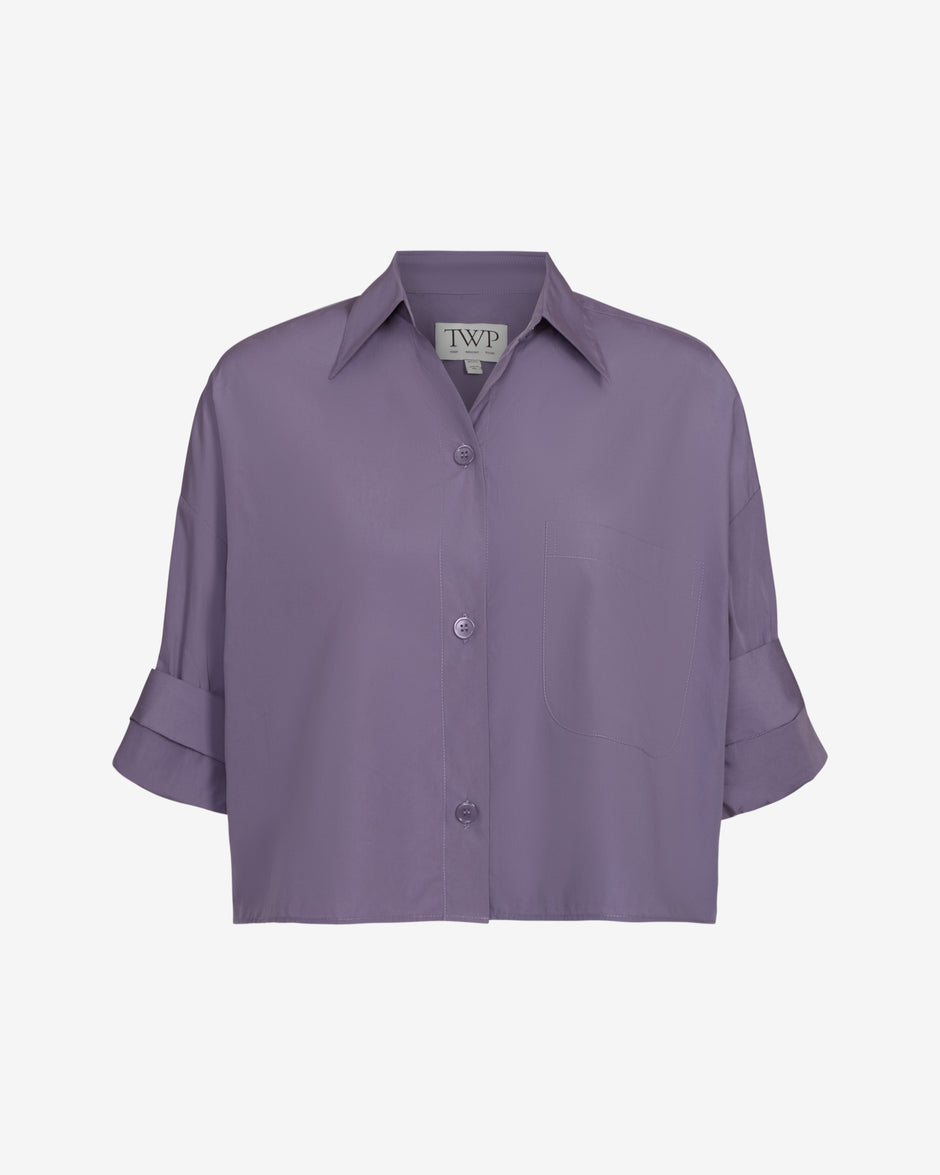 TWP Black plum Next Ex Shirt in Super Compact Poplin view 1