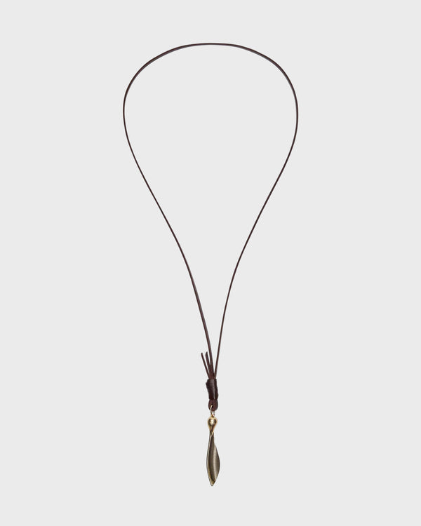 TWP Light antique gold Samaras Necklace in Leather and Light Antique Gold view 1