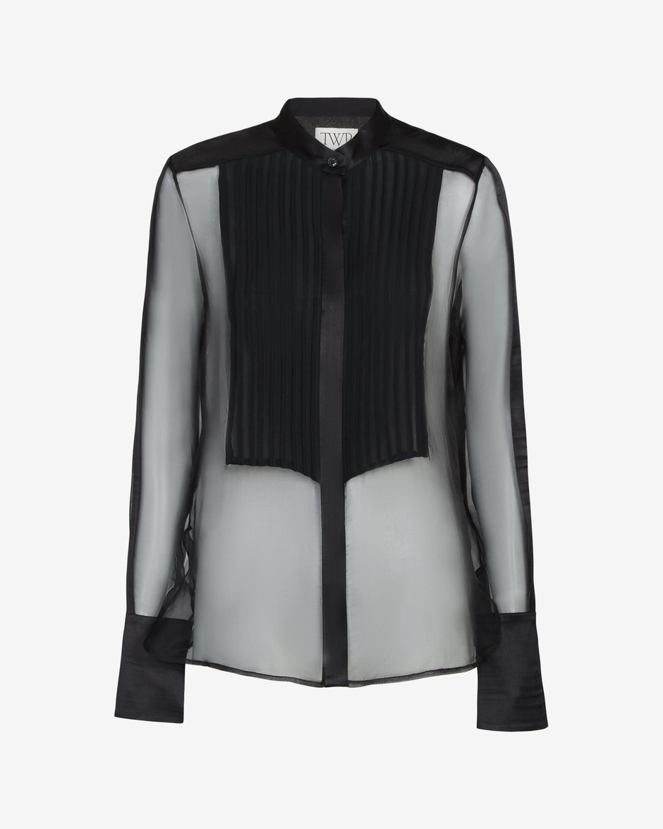 TWP Black Peyton Top in Silk Organza view 1