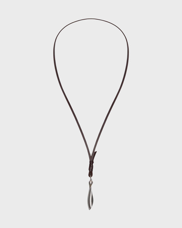 TWP Silver Samaras Necklace in Leather and Silver view 1