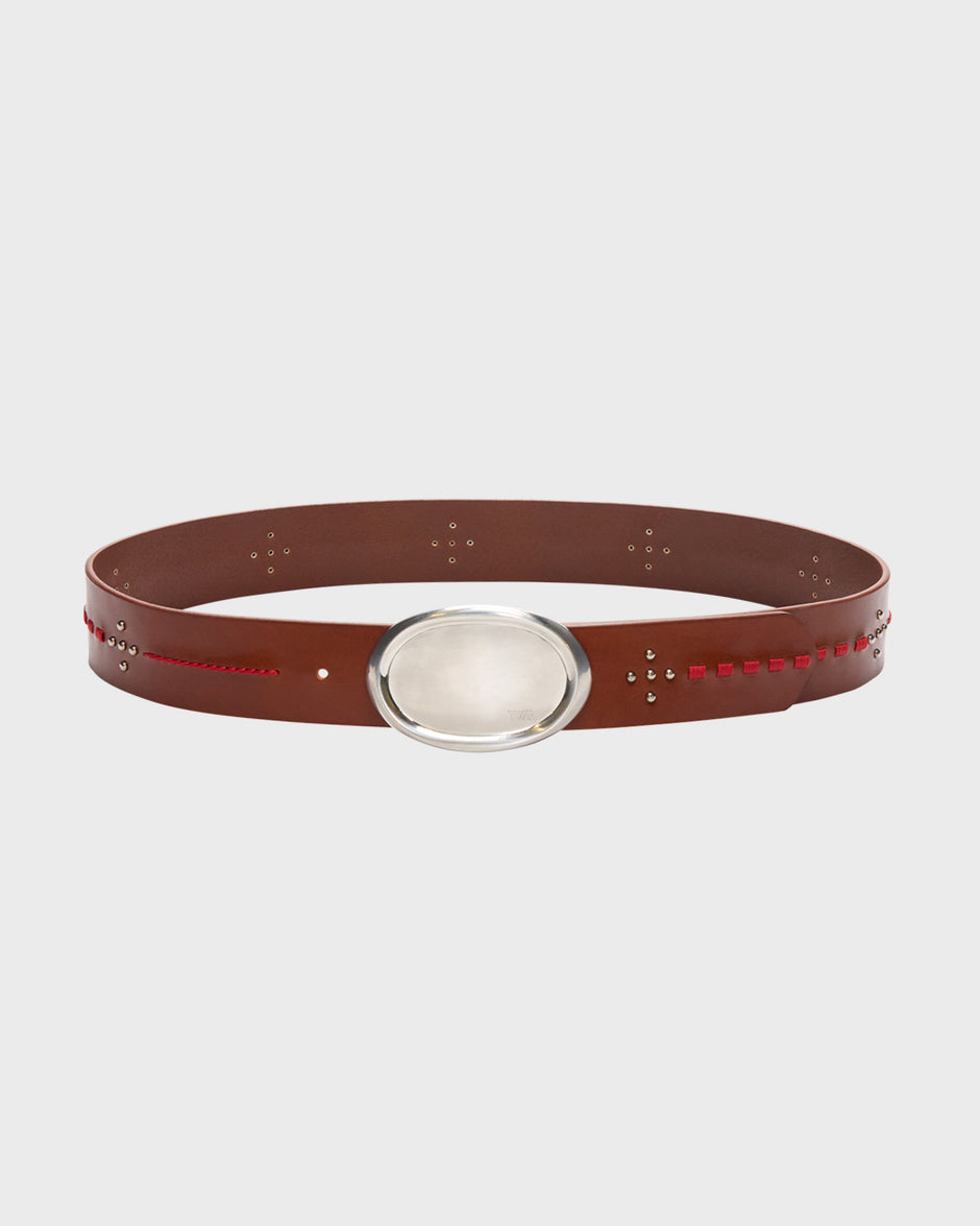 TWP Luggage Buckle Bunny Belt with Stitch in Leather view 1
