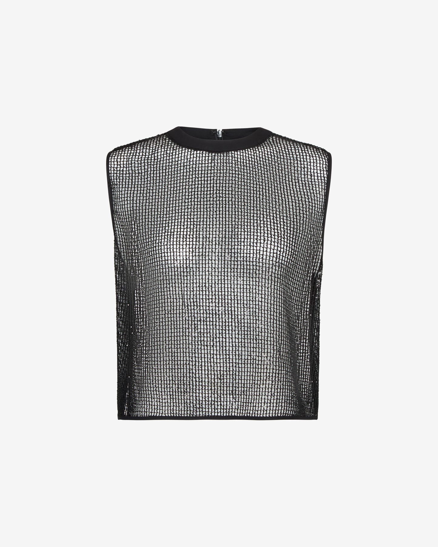 TWP Black Short Muscle Tank in Mini Sequin Netting view 1