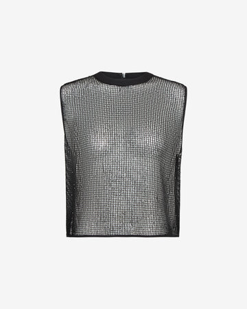 TWP Black Short Muscle Tank in Mini Sequin Netting view 1