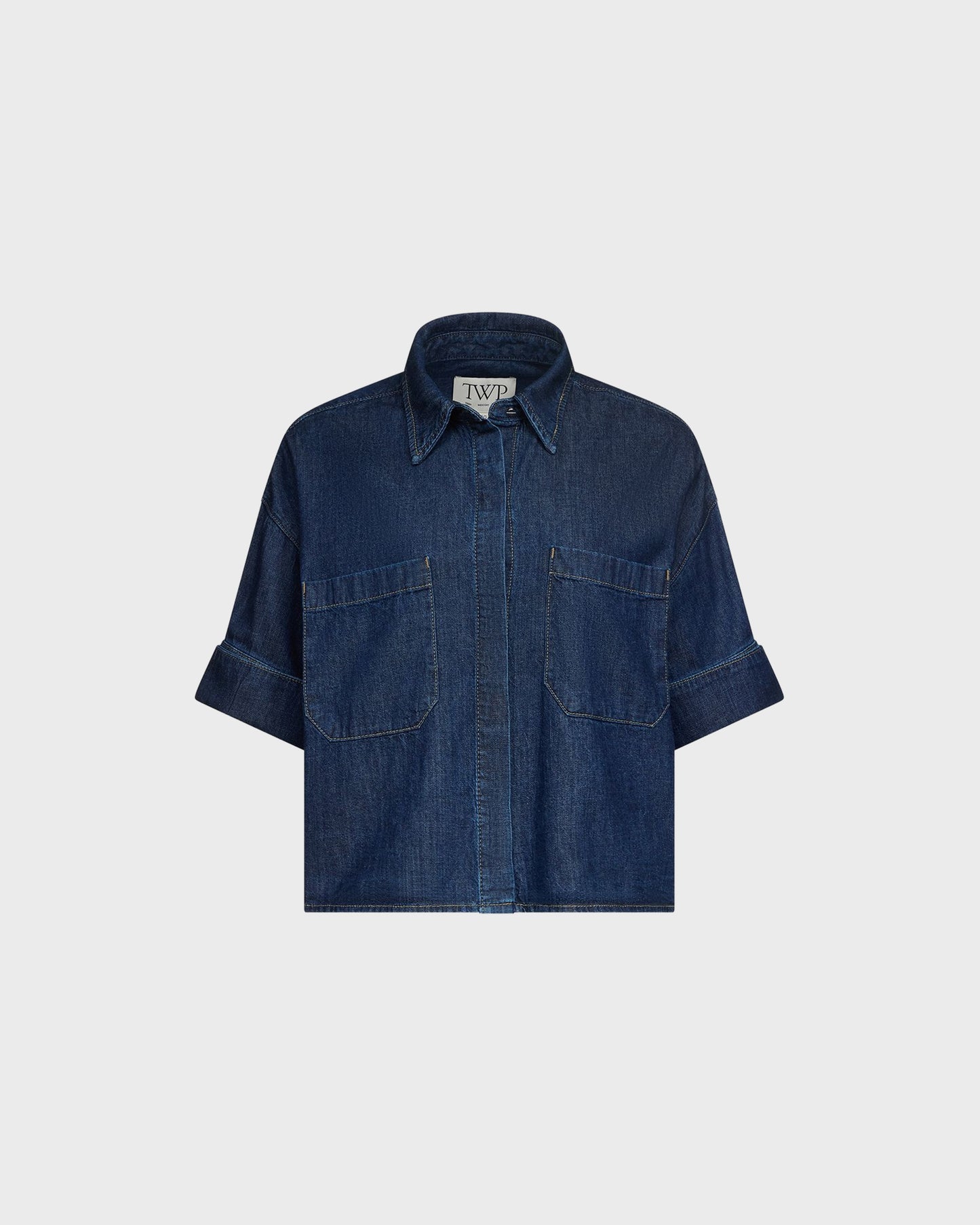 TWP Dark stone My Newest Mistake in Denim Shirting view 1