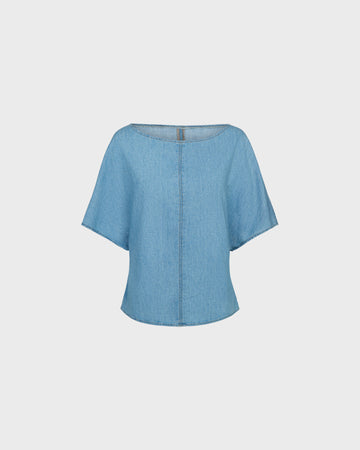 TWP Montauk Simple T in Denim Shirting view 1