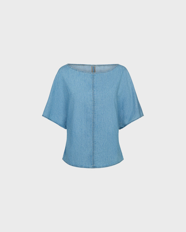TWP Montauk Simple T in Denim Shirting view 6