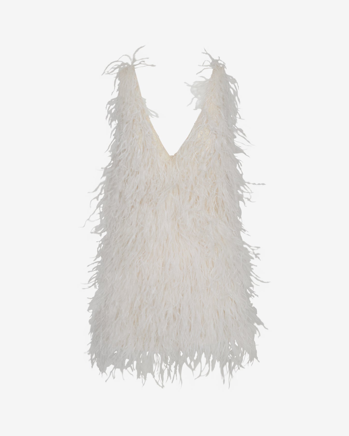 TWP Ivory Mini Dress in Feathers view 1