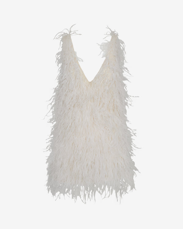 TWP Ivory Mini Dress in Feathers view 8