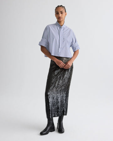 TWP Indigo / white Next Ex Shirt with Tie in Baroness Stripe Cotton view 3