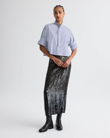 TWP Indigo / white Next Ex Shirt with Tie in Baroness Stripe Cotton view 3