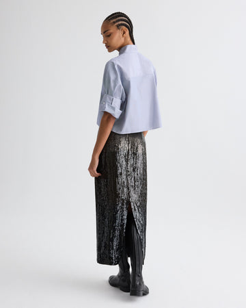 TWP Indigo / white Next Ex Shirt with Tie in Baroness Stripe Cotton view 5