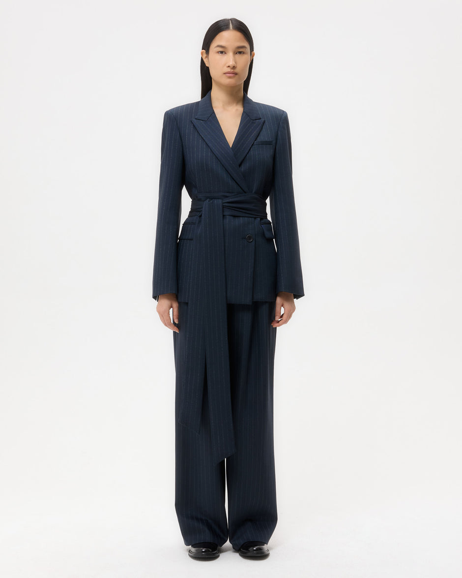 TWP Insignia blue Delancey Blazer in Stretch Wool view 6