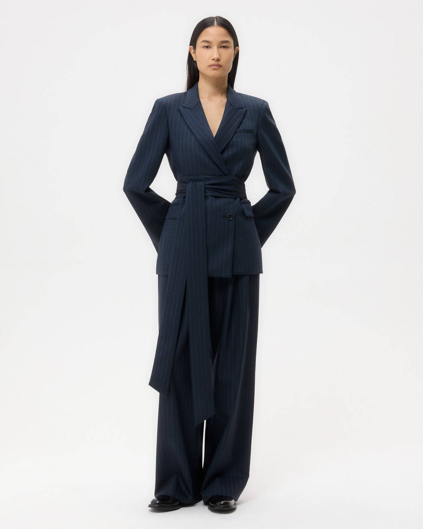 TWP Insignia blue Delancey Blazer in Stretch Wool view 3