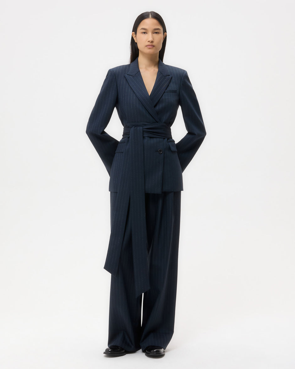 TWP Insignia blue Delancey Blazer in Stretch Wool view 3