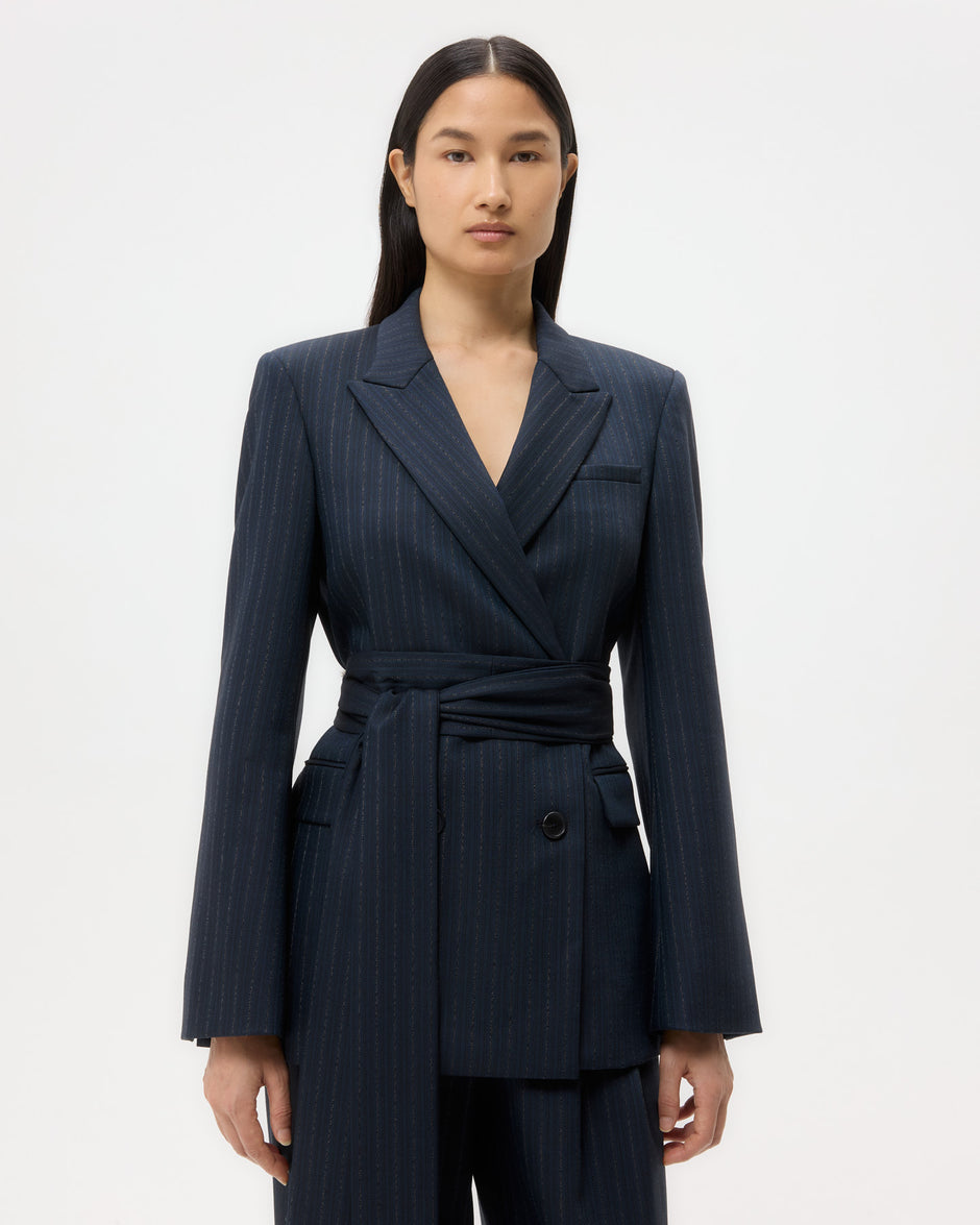TWP Insignia blue Delancey Blazer in Stretch Wool view 1