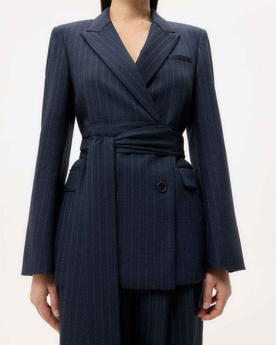 TWP Insignia blue Delancey Blazer in Stretch Wool view 2