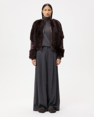 TWP Deep red wine Marnie Jacket in Shearling view 6