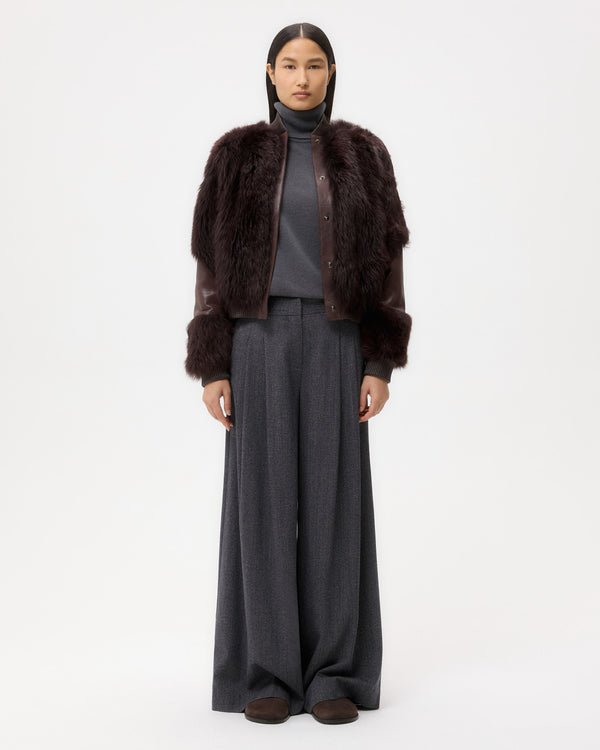 TWP Deep red wine Marnie Jacket in Shearling view 6