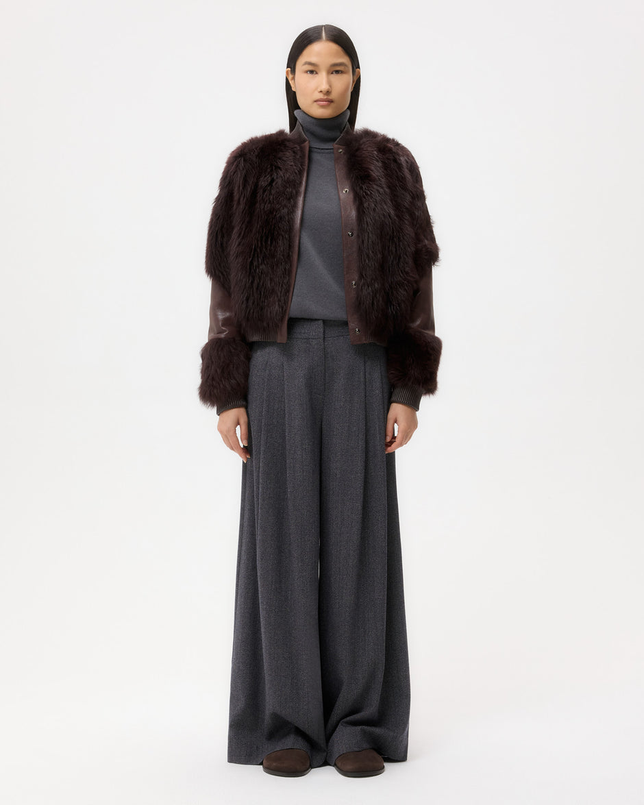 TWP Deep red wine Marnie Jacket in Shearling view 6