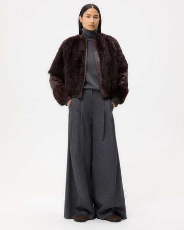 TWP Deep red wine Marnie Jacket in Shearling view 3