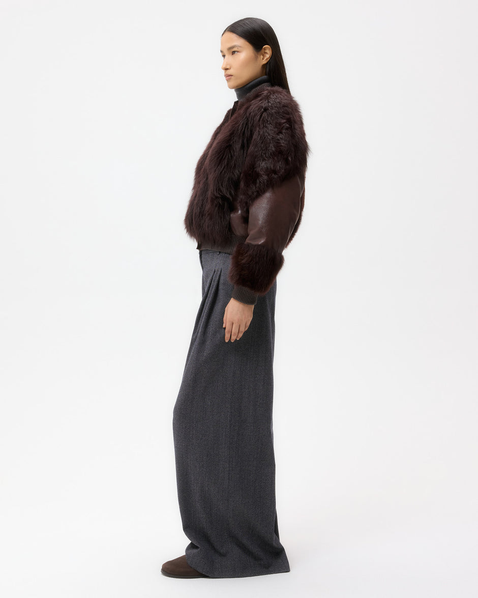 TWP Deep red wine Marnie Jacket in Shearling view 4