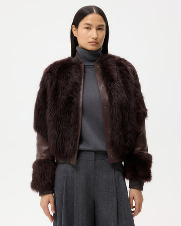 TWP Deep red wine Marnie Jacket in Shearling view 1