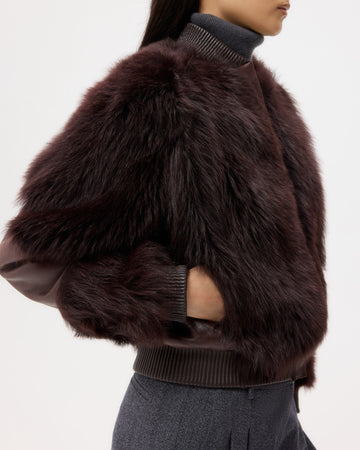 TWP Deep red wine Marnie Jacket in Shearling view 2