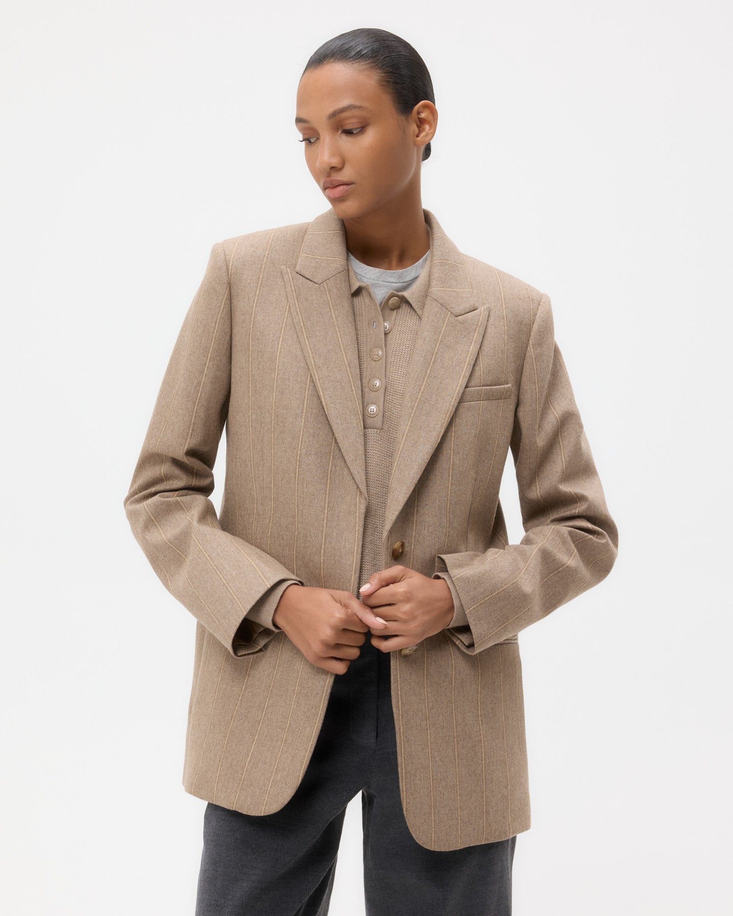 TWP Timber wolf mult Sweet Pea Blazer Without Pintuck in Stretch Wool view 2