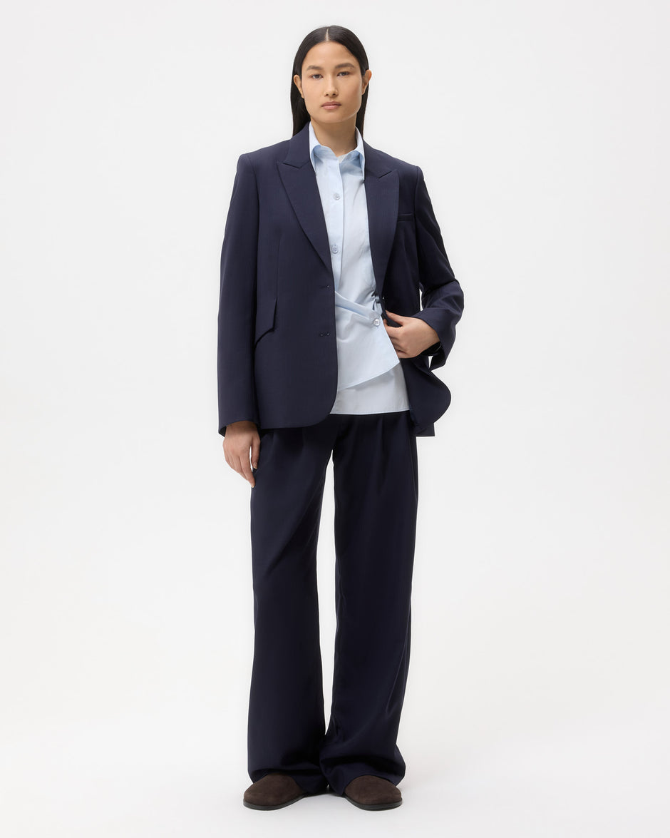 TWP Midnight Perfect Boyfriend Blazer in Micro Herringbone Suiting view 2