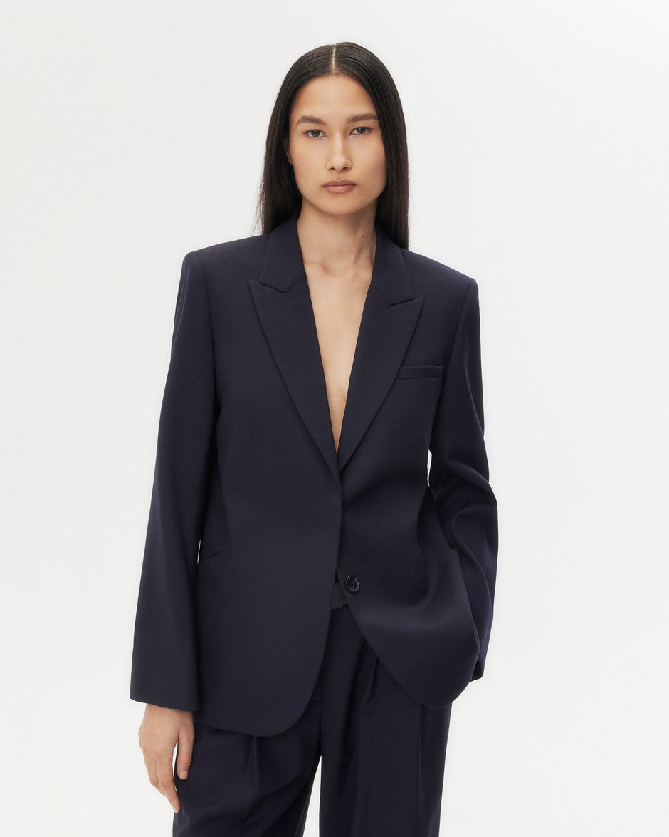 TWP Midnight Perfect Boyfriend Blazer in Micro Herringbone Suiting view 1