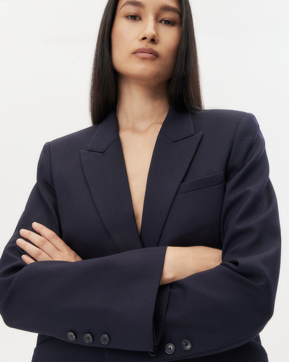TWP Midnight Perfect Boyfriend Blazer in Micro Herringbone Suiting view 2
