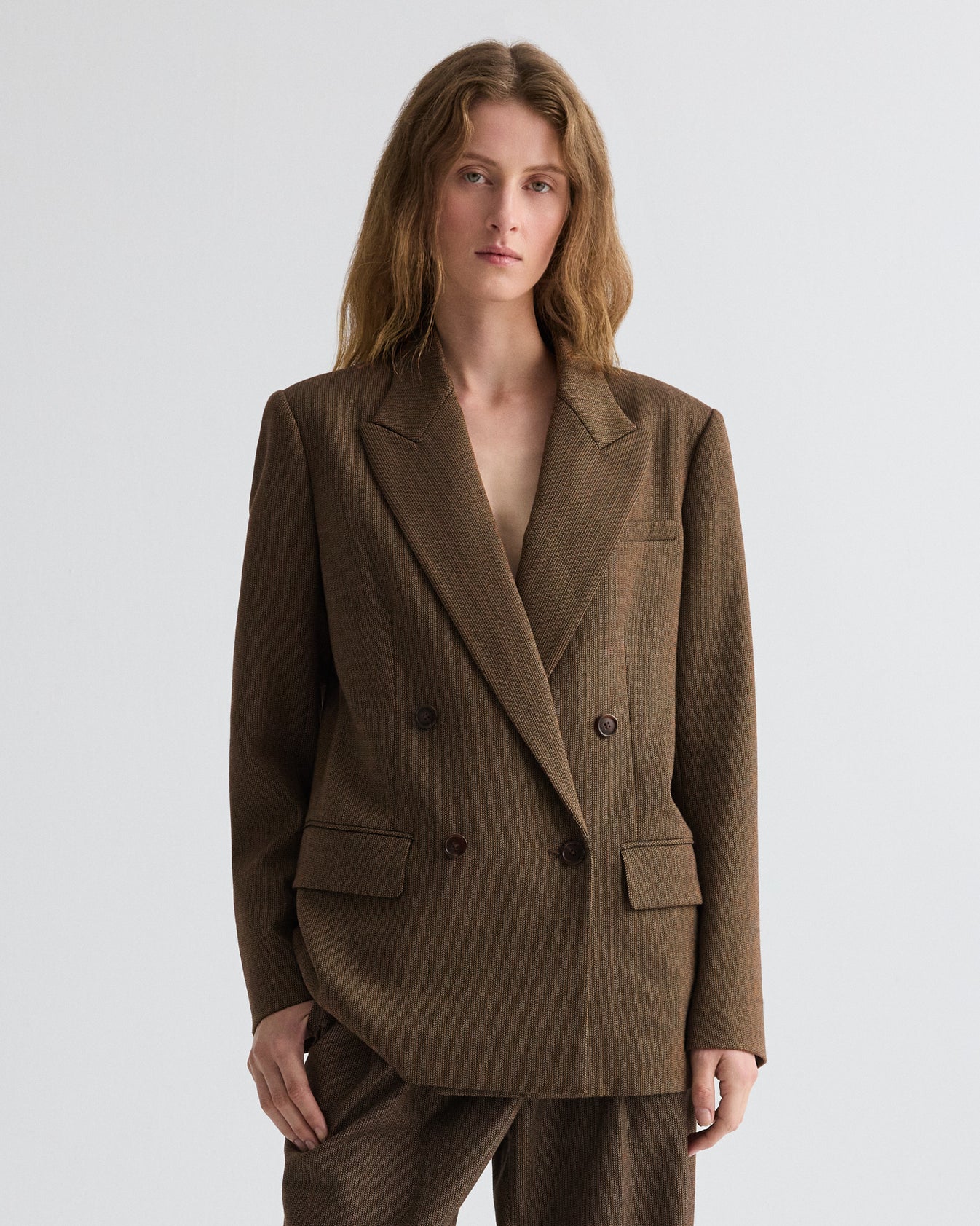 TWP Taupe Harper Blazer in Stretch Wool view 1